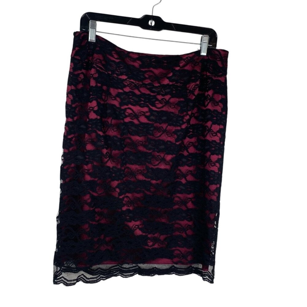 NY Collection Whimigoth Y2K Fairy Corp Goth Lace Overlay Skirt Black Pink Sz 12 - Picture 3 of 10